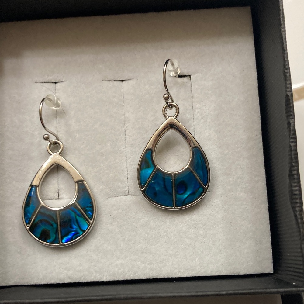 Silver and Blue Teardrop Earrings